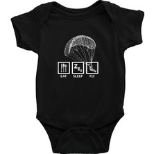 Darkhane Yamaç Paraşütü - Paragliding Siyah Unisex Bebek Body - Zıbın