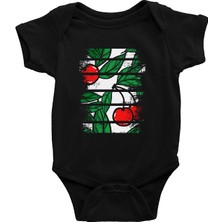 Darkhane Kiraz Siyah Unisex Bebek Body - Zıbın