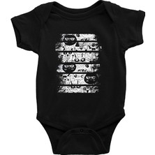 Darkhane Meow Siyah Beyaz Kediler Siyah Unisex Bebek Body - Zıbın