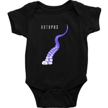 Darkhane Octopus Ahtapot Siyah Unisex Bebek Body - Zıbın