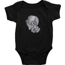 Darkhane Işaret Eden Alien Siyah Unisex Bebek Body - Zıbın
