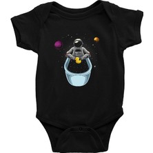 Darkhane Küvette Yıkanan Astronot Siyah Unisex Bebek Body - Zıbın