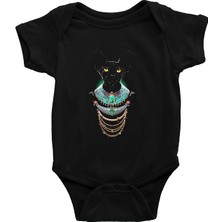 Darkhane Firavun Sfenks Kedi Siyah Unisex Bebek Body - Zıbın