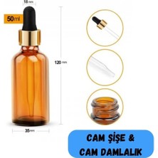 Makrobay 50 cc Cam Damlalıklı Amber Şişe [50 CC=50ML x 12 Adet] / Ecza Şişesi / Dropper Şişe