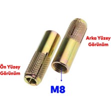 Badem10 Çakma Çelik Dübel Iç Dişli M8 mm Raf Iskele Montaj Bağlantı Monte Zemin Tavan Beton Asma Aparat