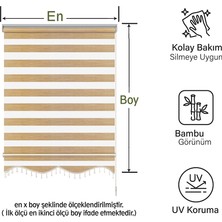 Binbir Perde Bej-Krem Kırçıllı Boncuklu Zebra Perde