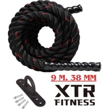 Xtr Fitness Crossfit Halatı 9metre 38MM Siyah-Kırmızı