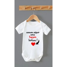E Life Tasarım Baskılı 5 Adet  Pamuk 5li Beyaz Kısa Kollu Bebek Body