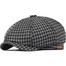 Liangduo Shop Bej Tarzı Xs Boyutu Ilkbahar Yaz Ekose Gazeteci Şapkası Peaky Sekizgen Şapka Vintage Yumuşak Rahat Bereliler Kap Visor Düz Sarmaşık Şapka Dört Mevsim (Yurt Dışından)