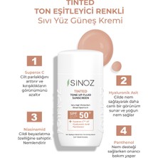 Sinoz SPF50+ Tinted  Sıvı Güneş Kremi  - Yeni Nesil Güneş Filtreleri İle Hibrit Formül 50 ml