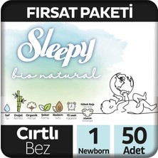 Sleepy Bebek Bezi Bio Natural 1 Numara Yenidoğan 50'li Fırsat Paket