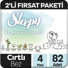 Sleepy Bebek Bezi Bio Natural 4 Numara Maxi 82'li Fırsat Paket