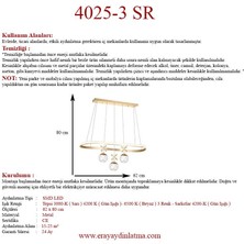 Eray Aydınlatma 4025-3 Sr 3 Toplu Gold LED Avize(Beyaz Işık -Sarı Işık - Gün Işığı)