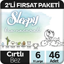 Sleepy Bebek Bezi Bio Natural 6 Numara Xlarge 46'li Fırsat Paket