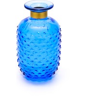 Missi Gold Boyunlu Saks Mavisi Cam Vazo(15 Cm)