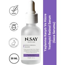 N.SAY Skincare Yaşlanma Karşıtı, Onarıcı, Antiaging Retinol A Vitamini Gece Serumu 1% Retinol Ceramide 30 ml
