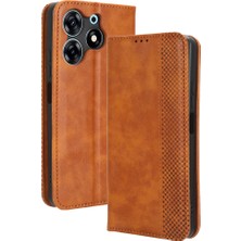 Hello-U Tecno Spark 10 Pro K17 Retro Pu Deri Kapak Standı Cüzdan Flip Folio Telefon Kılıfı (Yurt Dışından)