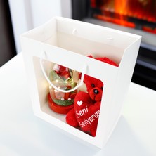 Platin Gift Seni Seviyorum Love Işıklı Fanus Premium Çanta Beyaz