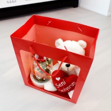 Platin Gift Seni Seviyorum Love Işıklı Fanus Premium Çanta Kırmızı