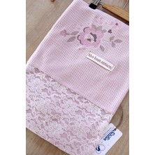 Sitilin Kız Bebek Çift Katlı Kanaviçe ve Dantel Detaylı Natural Penye Battaniye STL6593