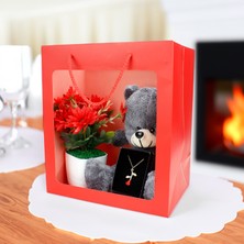Platin Gift Seni Seviyorum Premium Çanta Kırmızı Gül Kolye