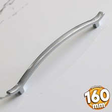 Badem10 Merve 160 mm Krom Renk Metal Kulp Çekmece Mobilya Mutfak Dolap Kapak Kulpları Dolabı Kulbu Kulpu
