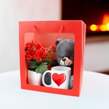 Platin Gift Seni Seviyorum Kalp Kupa Premium Çanta Kırmızı