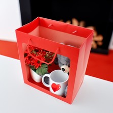 Platin Gift Seni Seviyorum Kalp Kupa Premium Çanta Kırmızı