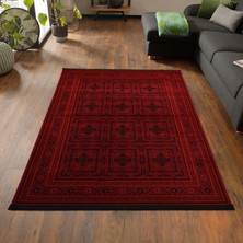 Giza Home Afgan Türkmen Otantik Desenli Dokuma Bordo Oturma Odası Salon Mutfak Halısı 5969A_ZS72