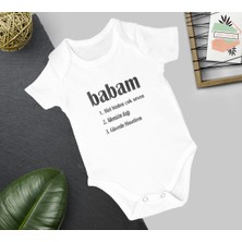 E Life Tasarım  Bebek Ekru Organik Annem ve Babam Yazılı Kısa Kol Body 2'li Set Annem Babam