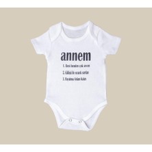 E Life Tasarım  Bebek Ekru Organik Annem ve Babam Yazılı Kısa Kol Body 2'li Set Annem Babam