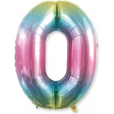 Kidspartim 0 Rakam Rengarenk Folyo Balon 40 Inç 100 cm