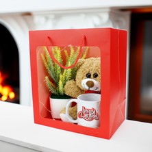 Platin Gift Happy Birthday Premium Işıklı  Çanta Kırmızı
