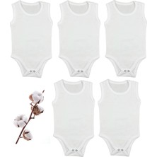 E Life Tasarım Bebek Basic Zıbın %100 Pamuk Penye Bisiklet Yaka 5 Li Atlet Body Zıbın 3 Yaş 4 Yaş 5 Yaş 6 Yaş