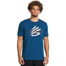 Under Armour 1383382-426 Curry Champ Mindset Tee Mavi Petrol Erkek Bisiklet Yaka Oversize T-Shirt