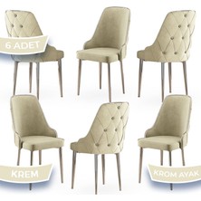 Canisa Concept Krax Serisi  Babyface Kumaş Yemek Odası Sandalyesi Gümüş Metal Ayak 6 Adet Sandalye