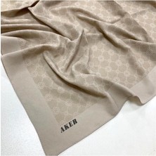 Aker 90 X90 Bej Elegance Monogram Eşarp 1090500-933