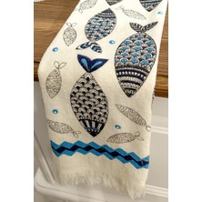 Cnr Garden 5'li Saçaklı Pamuklu 40X60 cm %100 Pamuk Baskılı Havlu Seti El Yüz Mutfak Havlusu Yumuşak Desenli Su Emici Set