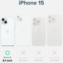 Dexmon iPhone 15 Kılıf + Lens Koruyucu Standlı Kenarı Renkli Silikon Arkası Sararmaz Şeffaf