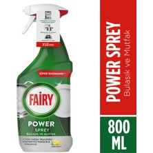 Fairy Power Sprey, 3’ü 1 arada, Bulaşıklarınız Ve Mutfağınız Için Zahmetsiz Temizlik Ve Parlaklık, Limon Kokulu, 800ml