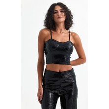 Sense Gloplu Fermuarlı Pul Payet Bustiyer | BUS32675