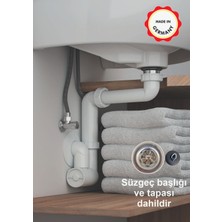 Dallmer Yer Kazandıran Lavabo Sifonu 137 (Süzgeçli) - Lavabo Dolabında ve Çekmecesinde, Lavabo Altında Duvara Bitişik Montajlı Koku Önleyici S Sistemi, Kolay Temizlenir Giderli, Ayarlanabilir Borulu