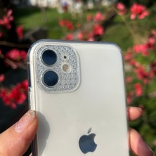 Bumudur Aksesuar iPhone 11 Taşlı Lens Korumalı Şeffaf Kılıf