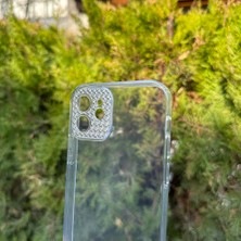 Bumudur Aksesuar iPhone 12 Taşlı Lens Korumalı Şeffaf Kılıf