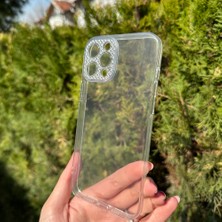 Bumudur Aksesuar iPhone 12 Pro Max Taşlı Lens Korumalı Şeffaf Kılıf