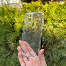 Bumudur Aksesuar iPhone 14 Taşlı Lens Korumalı Şeffaf Kılıf