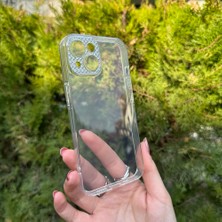 Bumudur Aksesuar iPhone 14 Taşlı Lens Korumalı Şeffaf Kılıf