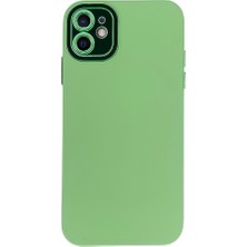 Bumudur Aksesuar iPhone 11 Yeşil Metal Kamera Korumalı Silikon Kılıf