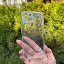 Bumudur Aksesuar iPhone 13 Taşlı Lens Korumalı Şeffaf Kılıf