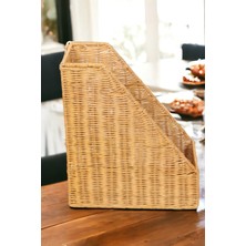 Ocean Point Ahşap Rattan Dergilik Kitaplık Doğal Bohem Özel Üretim Organizer 33CM
